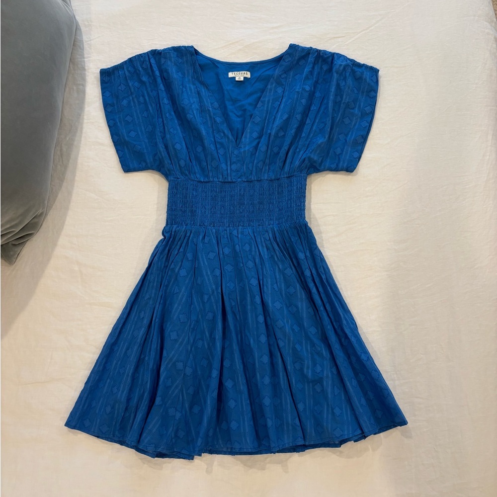Tecovas Bright Blue V-Neck Mini Dress